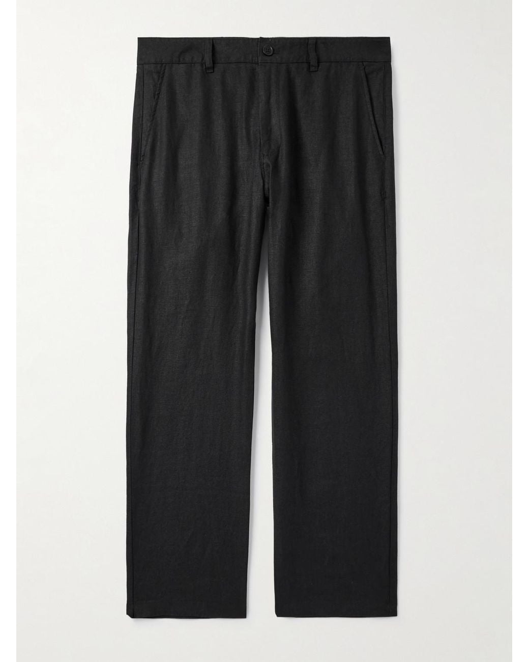 NN07 Black Aden 1454 Straight-leg Woven Linen Trousers for men