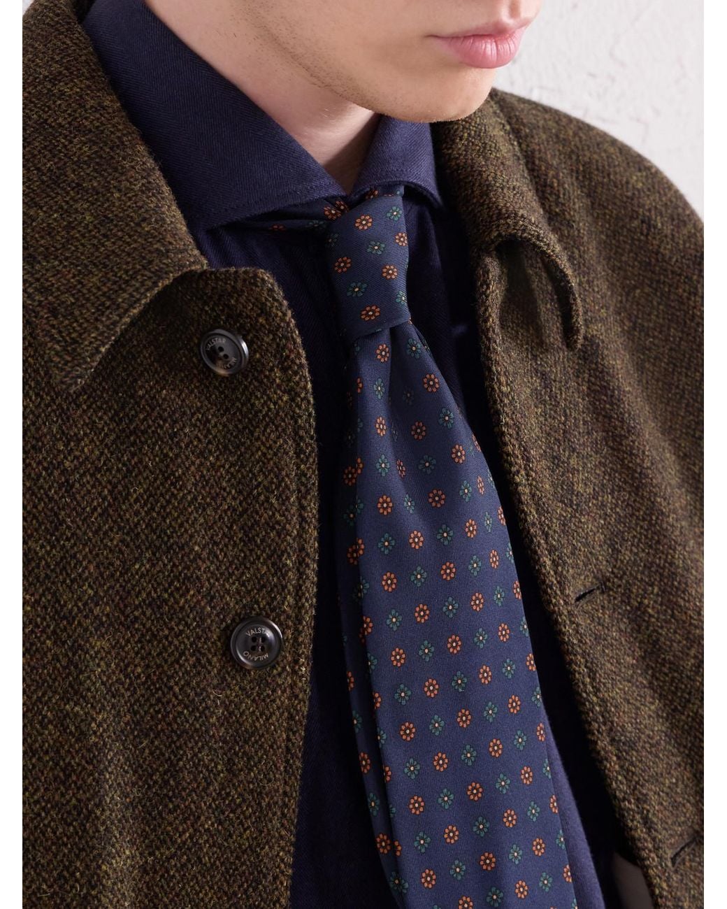 Rubinacci Blue 8Cm Printed Silk-Twill Tie for men