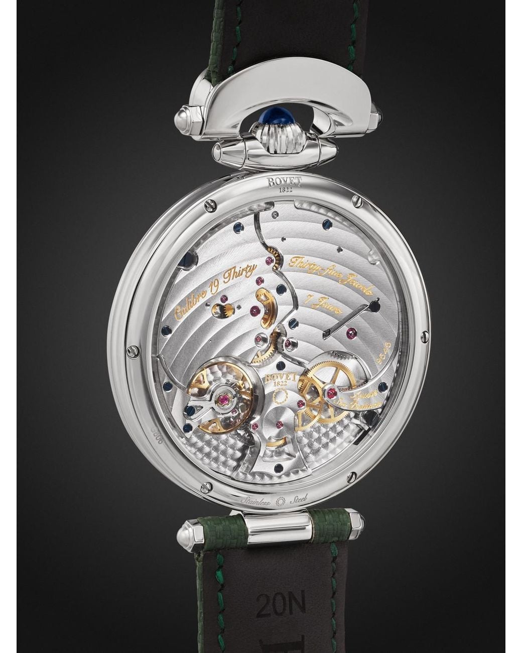 Bovet Black 19thirty 10th Anniversary Hand-wound Stainless Steel Watch for men