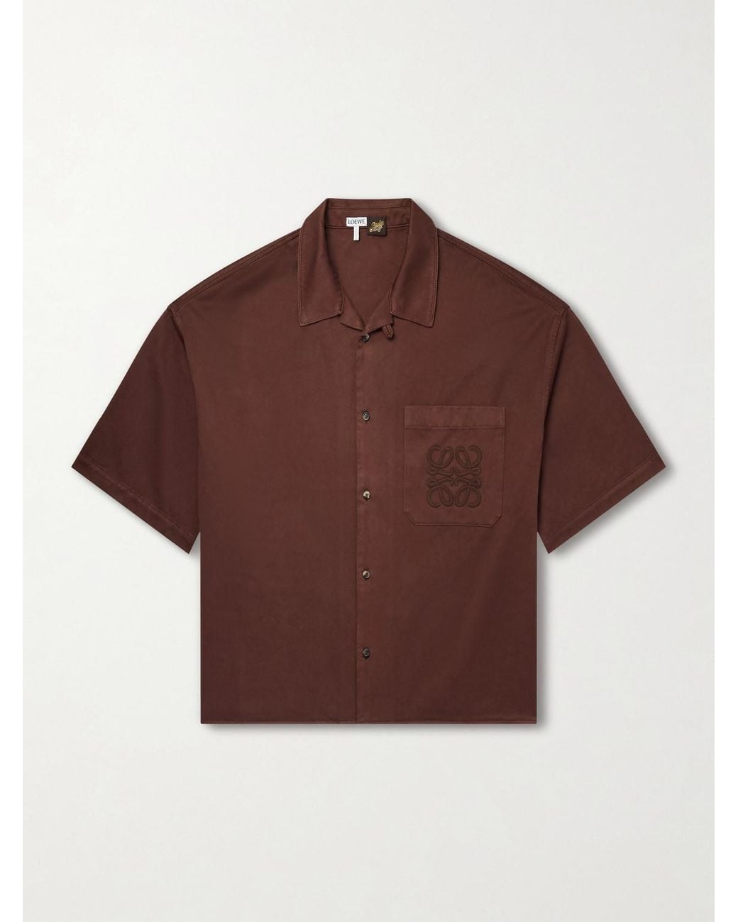 Loewe Brown Paula's Ibiza Logo-Embroidered Cotton Shirt for men