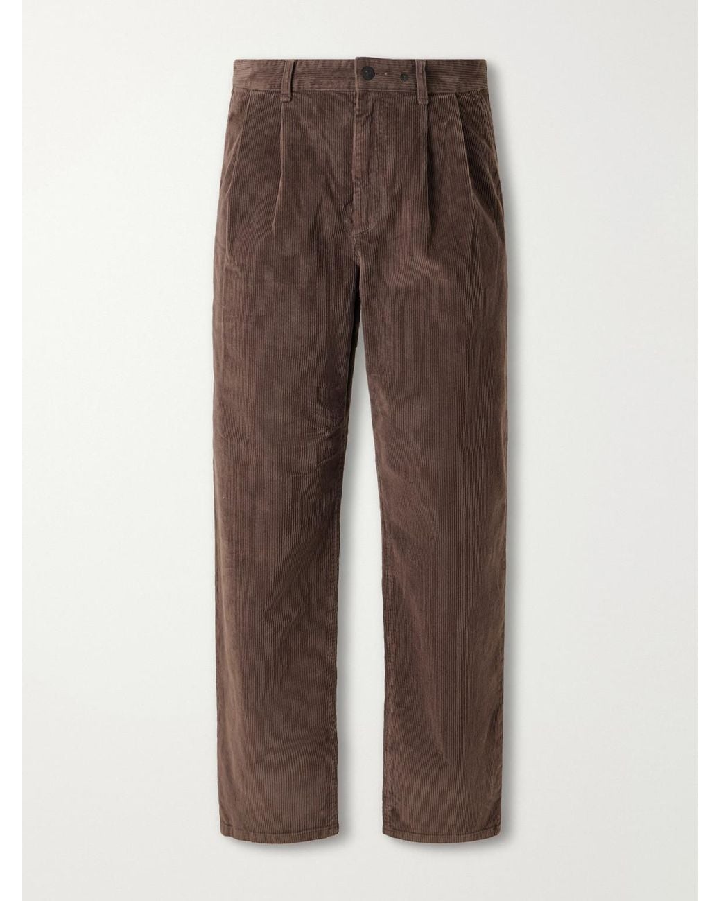 Rag & Bone Brown Wide-Leg Pleated Cotton-Blend Corduroy Trousers for men