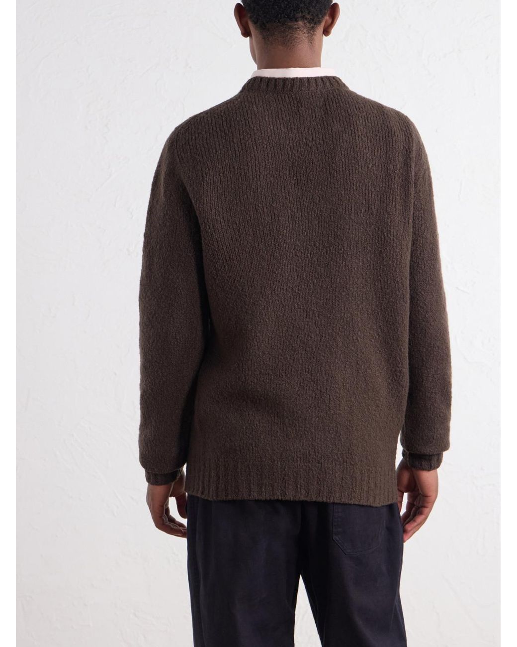 De Bonne Facture Brown Ribbed Wool Sweater for men