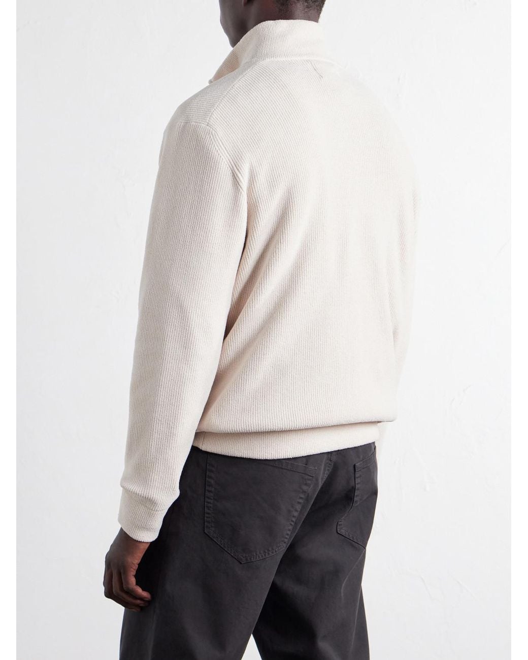 NN07 Natural Danny 6429 Ribbed Chenille Half-Zip Sweater for men