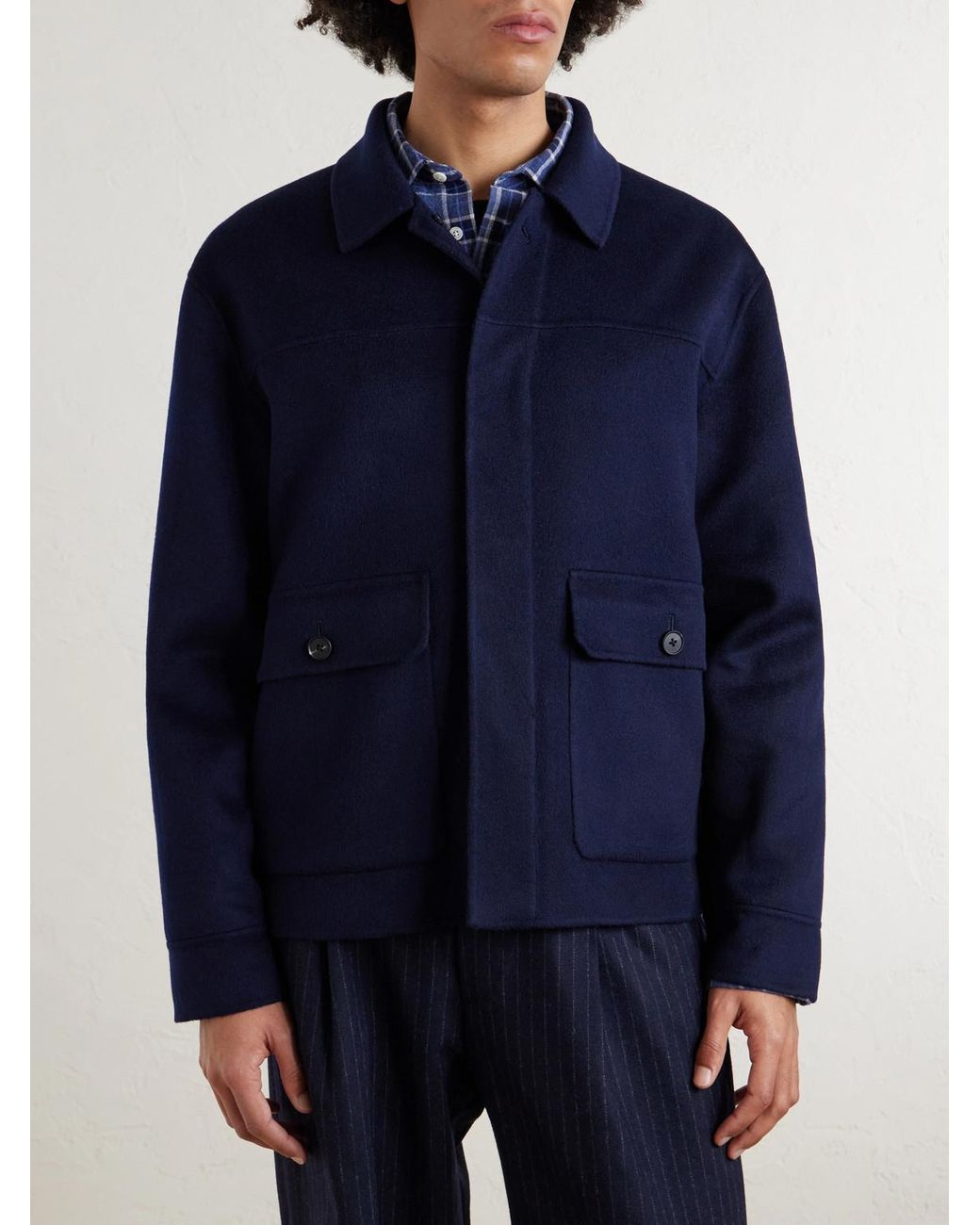 Mr P. Blue Double-faced Cashmere Chore Jacket for men
