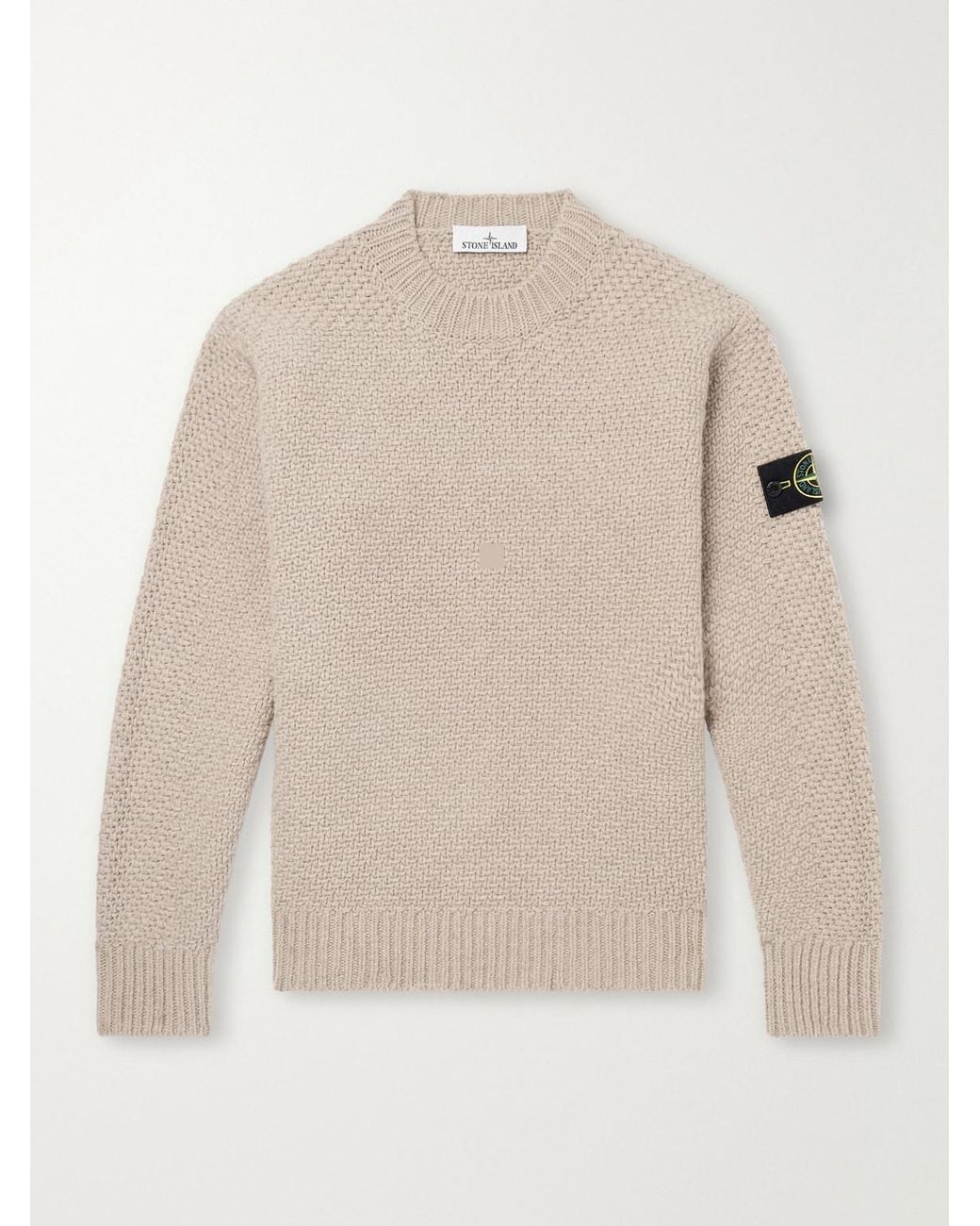 Stone Island Natural Basket-Stitch Wool-Blend Sweater for men
