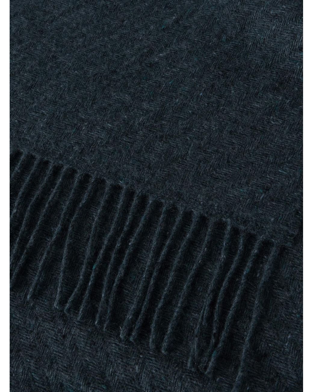 Johnstons Blue Fringed Cashmere Scarf for men