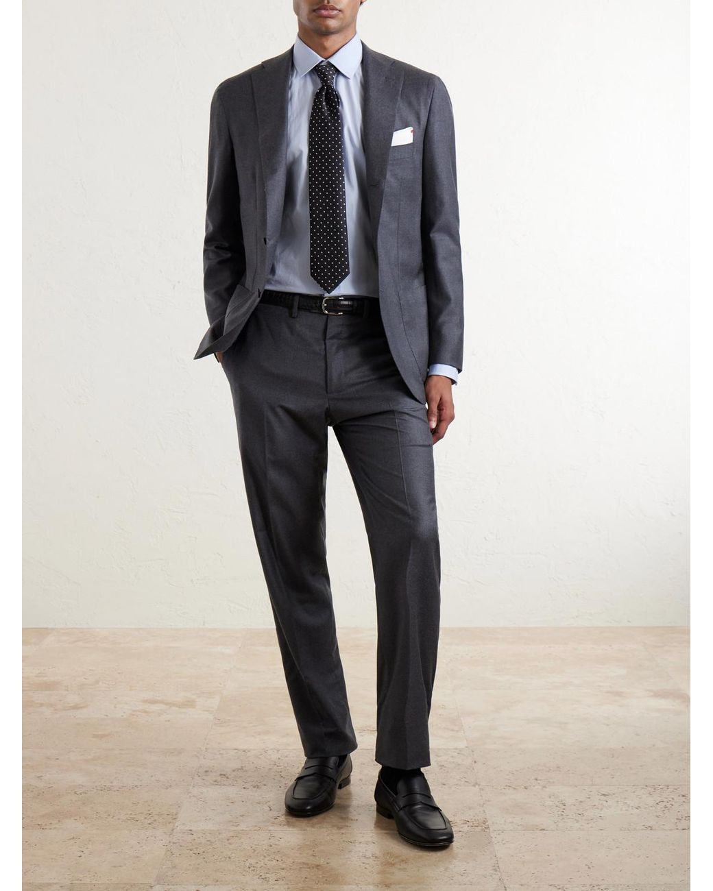 Kiton Blue Straight-Leg Wool Suit Trousers for men
