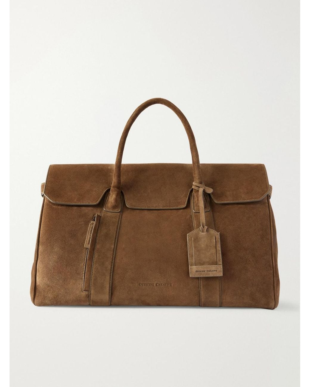 Officine Creative Brown Bostonian 001 Suede Weekend Bag for men