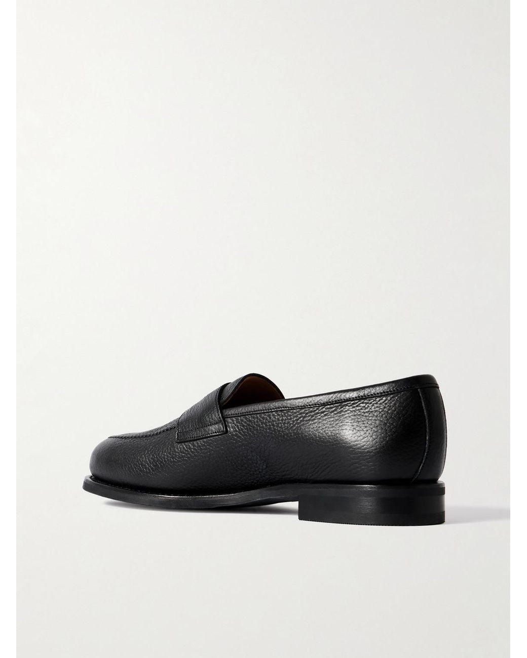 Morjas Black Full-grain Leather Penny Loafers for men