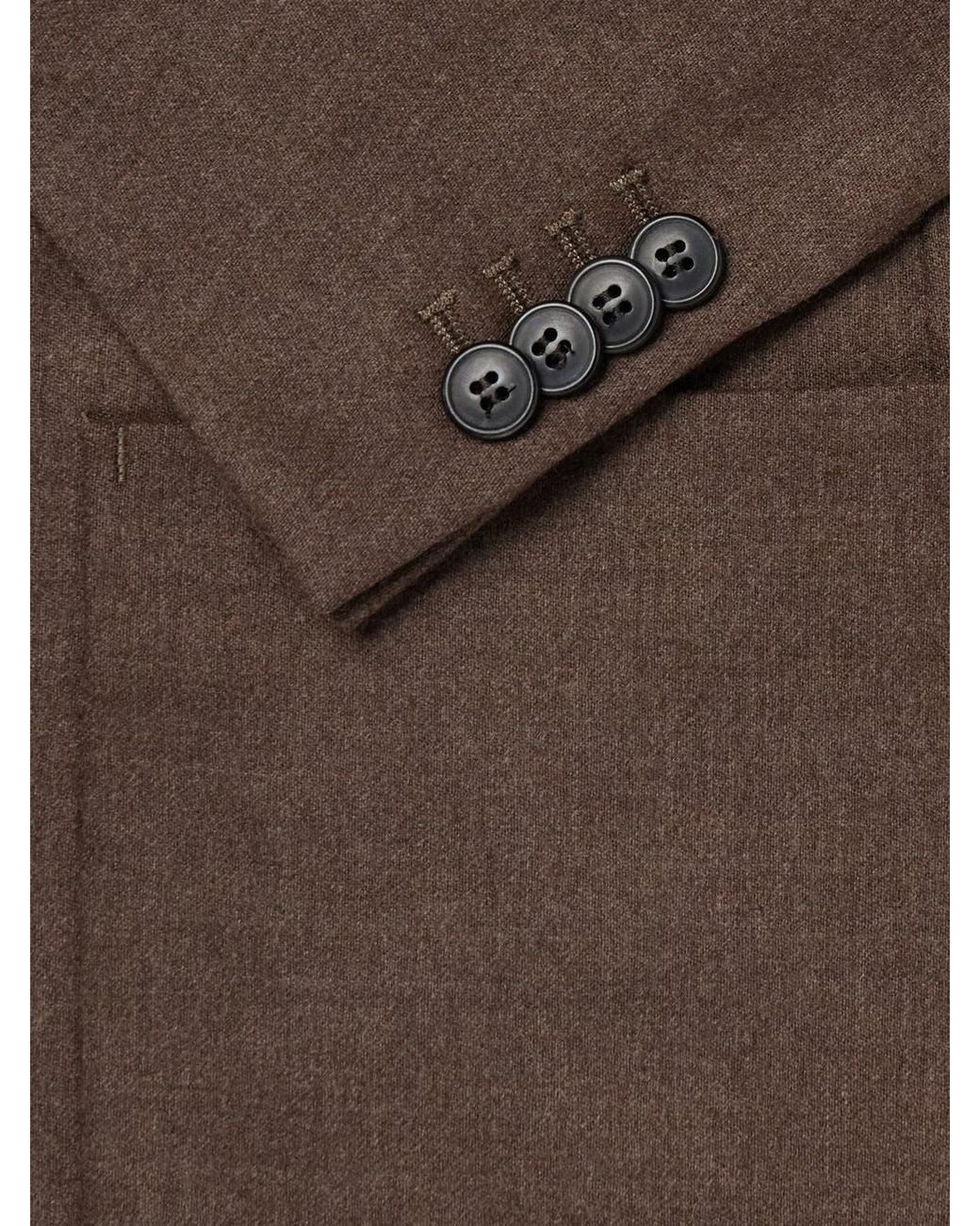 Sunspel Brown Wool And Cashmere-Blend Flannel Suit Jacket for men