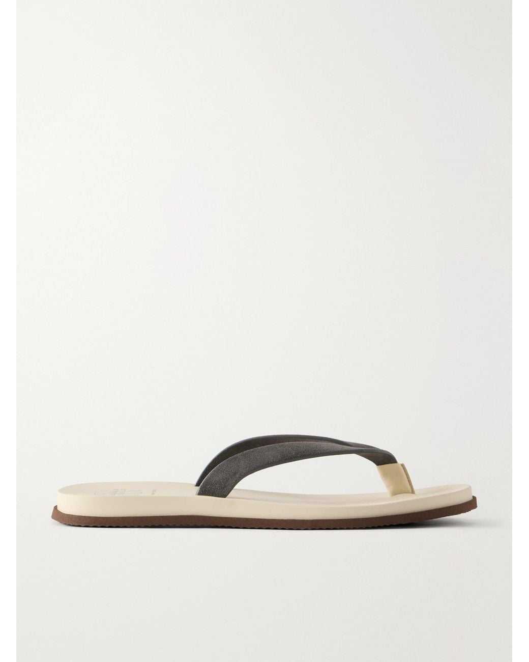 Brunello Cucinelli Suede Flip Flops in Gray für Herren