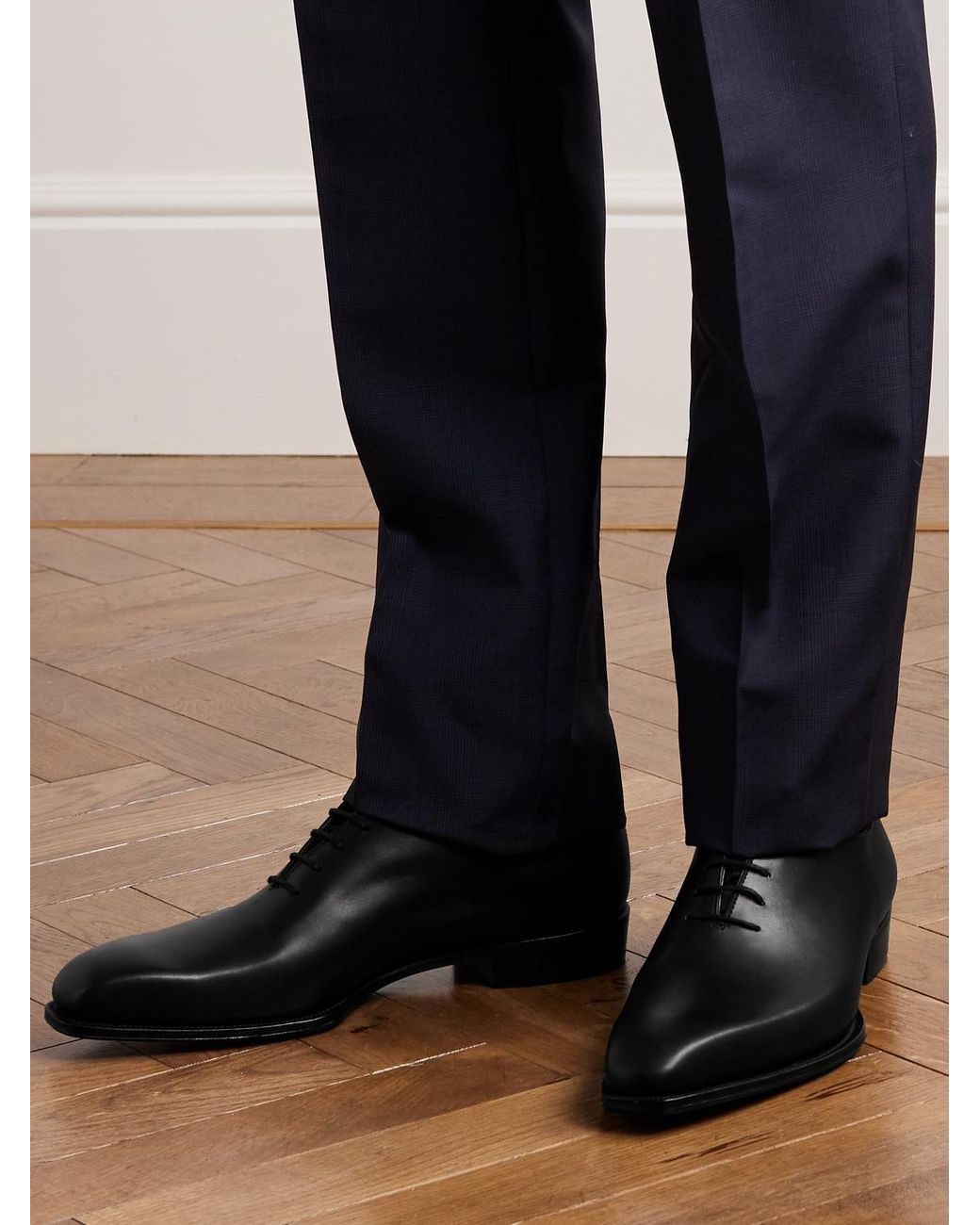 George Cleverley Black Merlin Leather Oxford Shoes for men