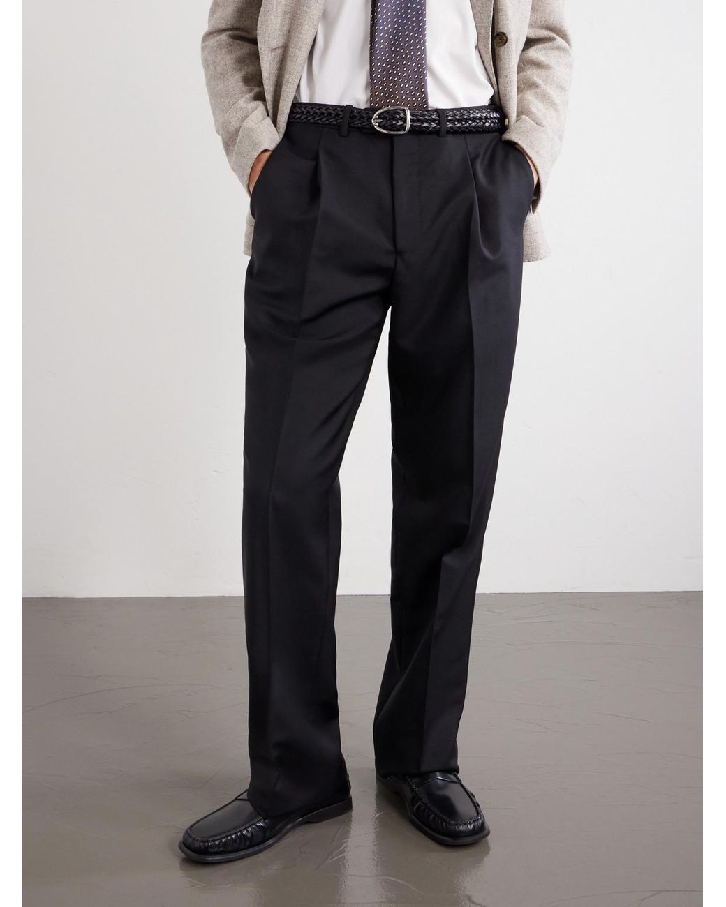 Tod's Black Logo-Debossed Gathered Leather Loafers for men