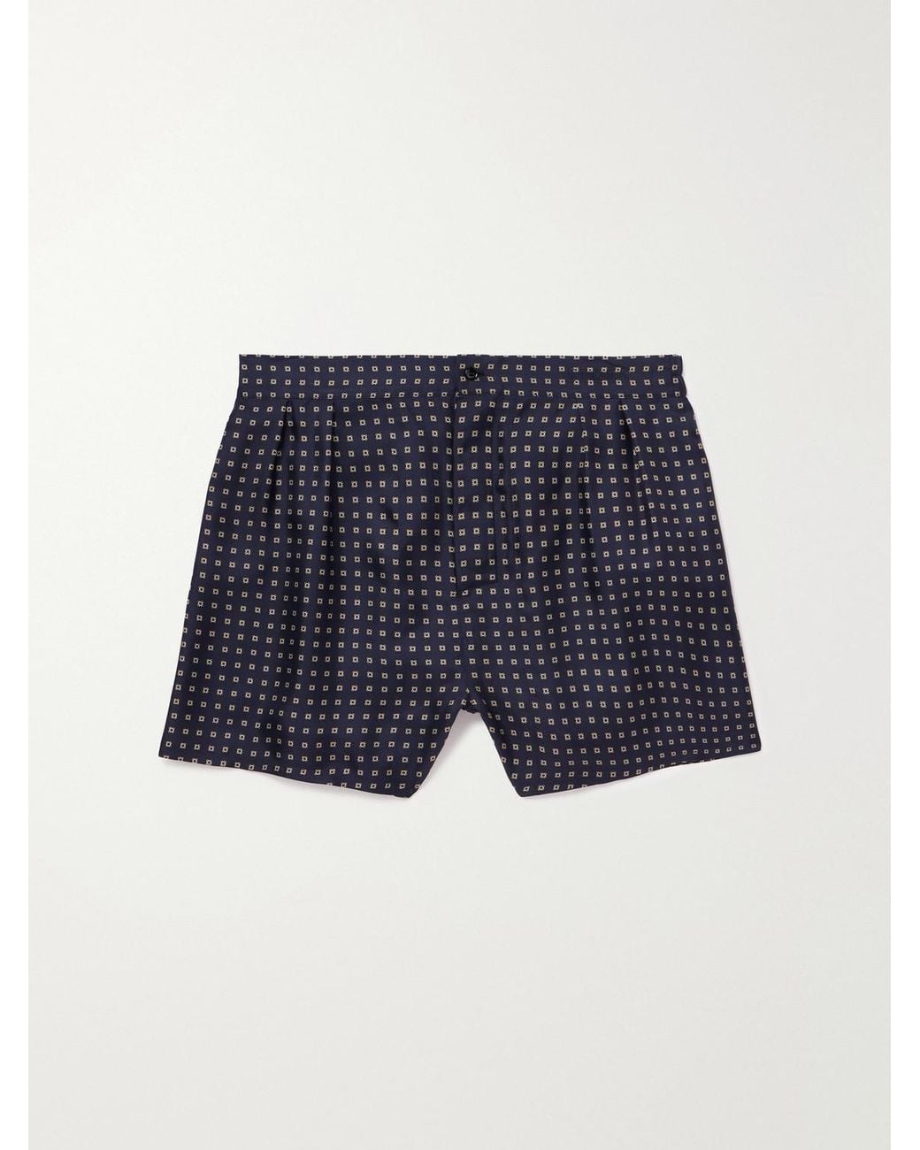 Saint Laurent Blue Straight-Leg Printed Silk-Twill Shorts for men