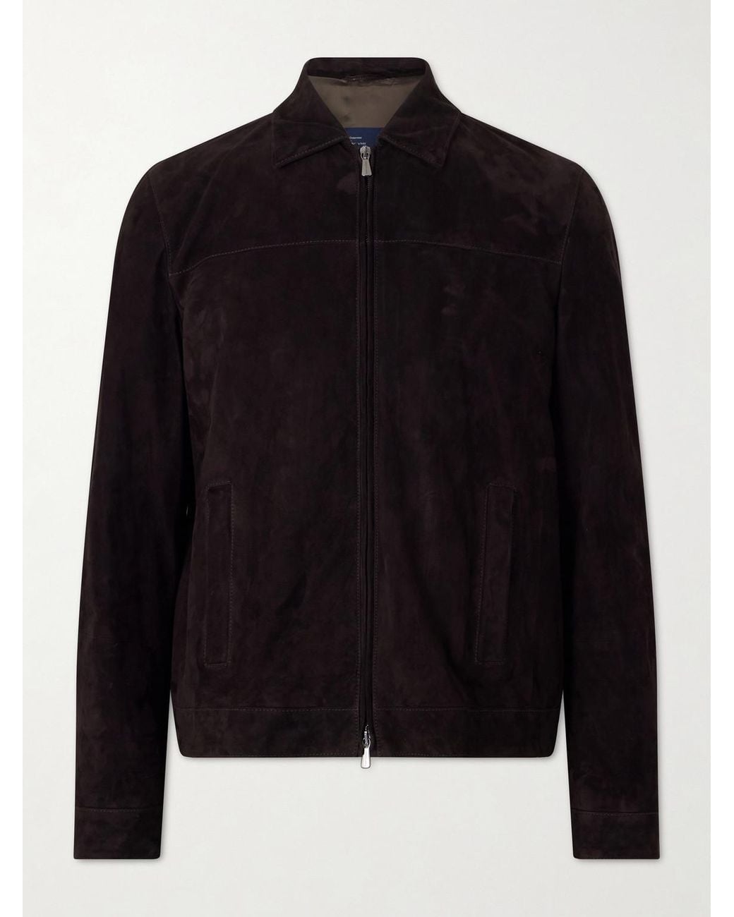 Thom Sweeney Black Suede Bomber Jacket for men