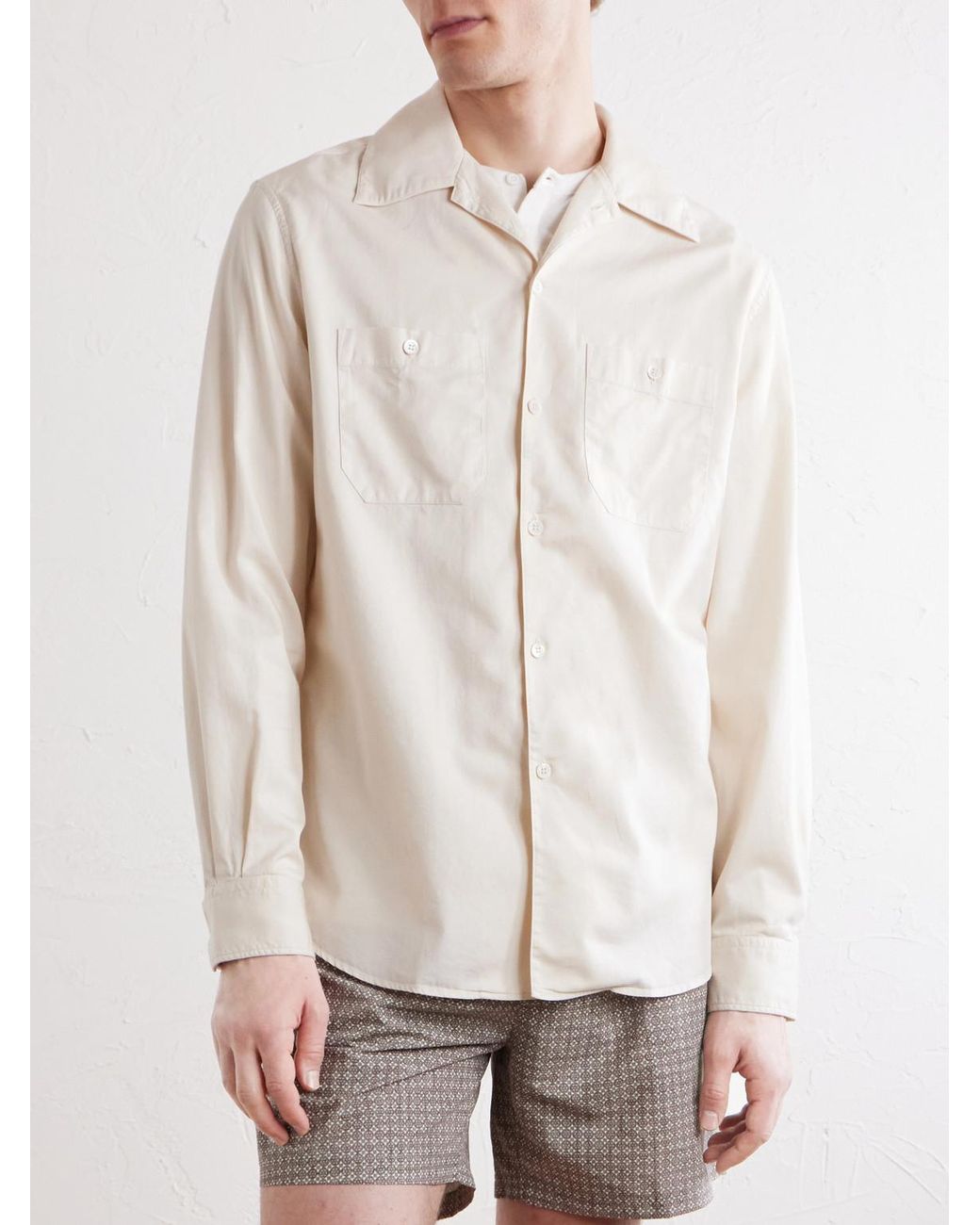 Brunello Cucinelli Natural Cotton-Poplin Shirt for men