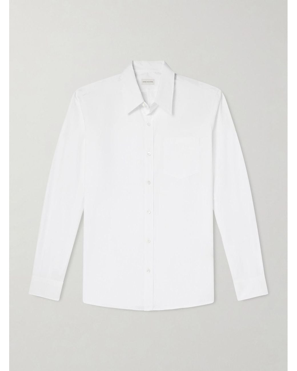 Dries Van Noten White Cotton-Poplin Shirt for men