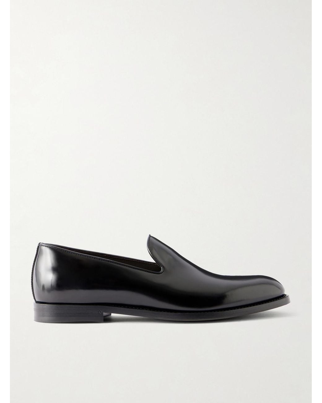 Brunello Cucinelli Black Evening Glossed Leather Loafers for men