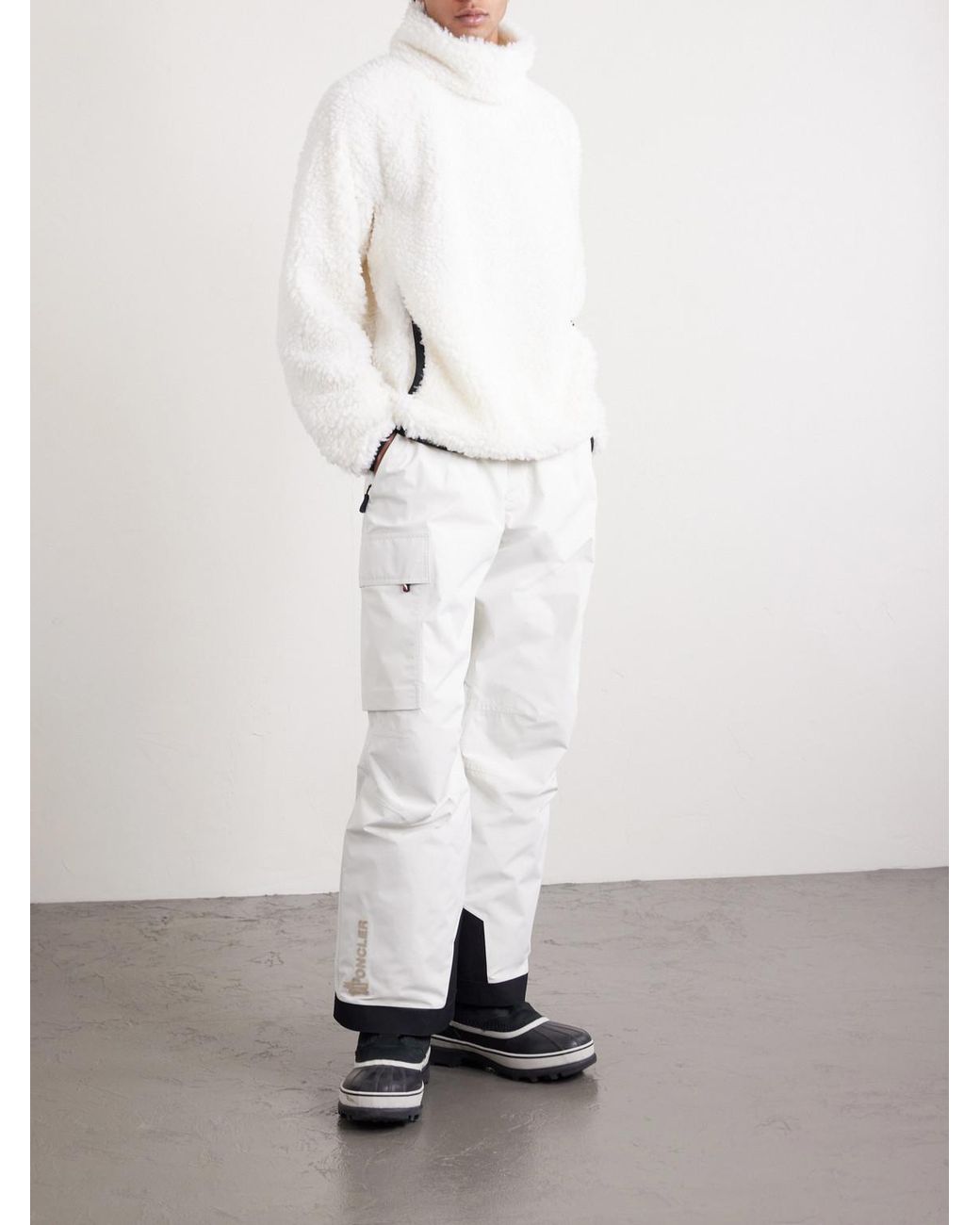 Moncler White Teddy Logo-Appliquéd Fleece Sweatshirt for men