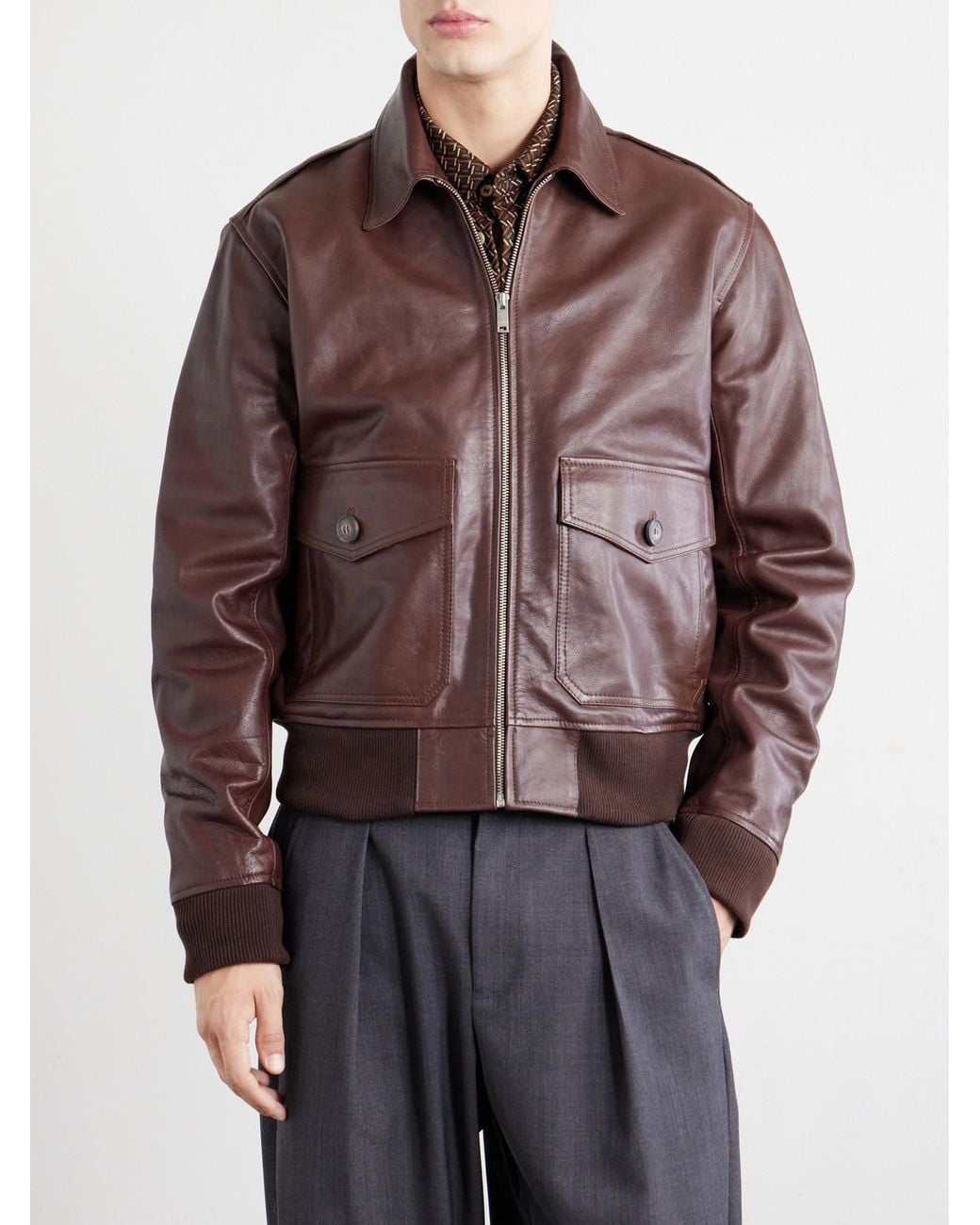 A.P.C. Brown Gael Leather Jacket for men