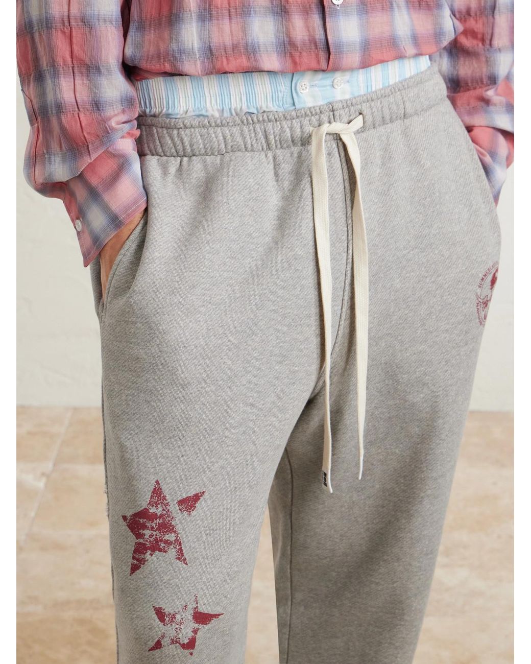 NAHMIAS Gray Youth Enrichment Wide-Leg Logo-Print Distressed Cotton Sweatpants for men