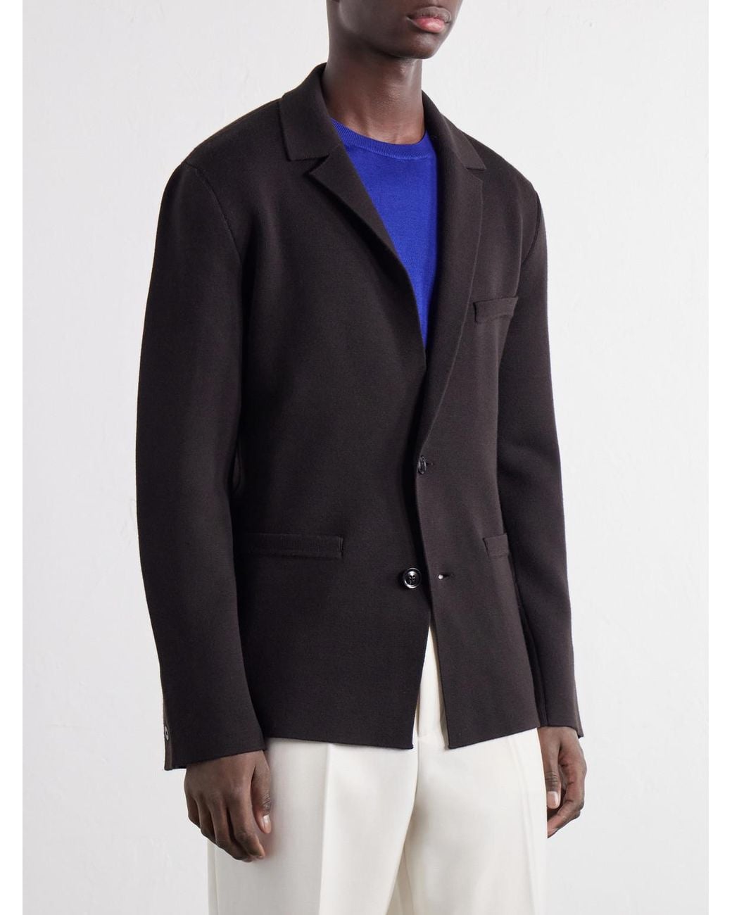 Tom Ford Black Knitted Wool-Blend Blazer for men
