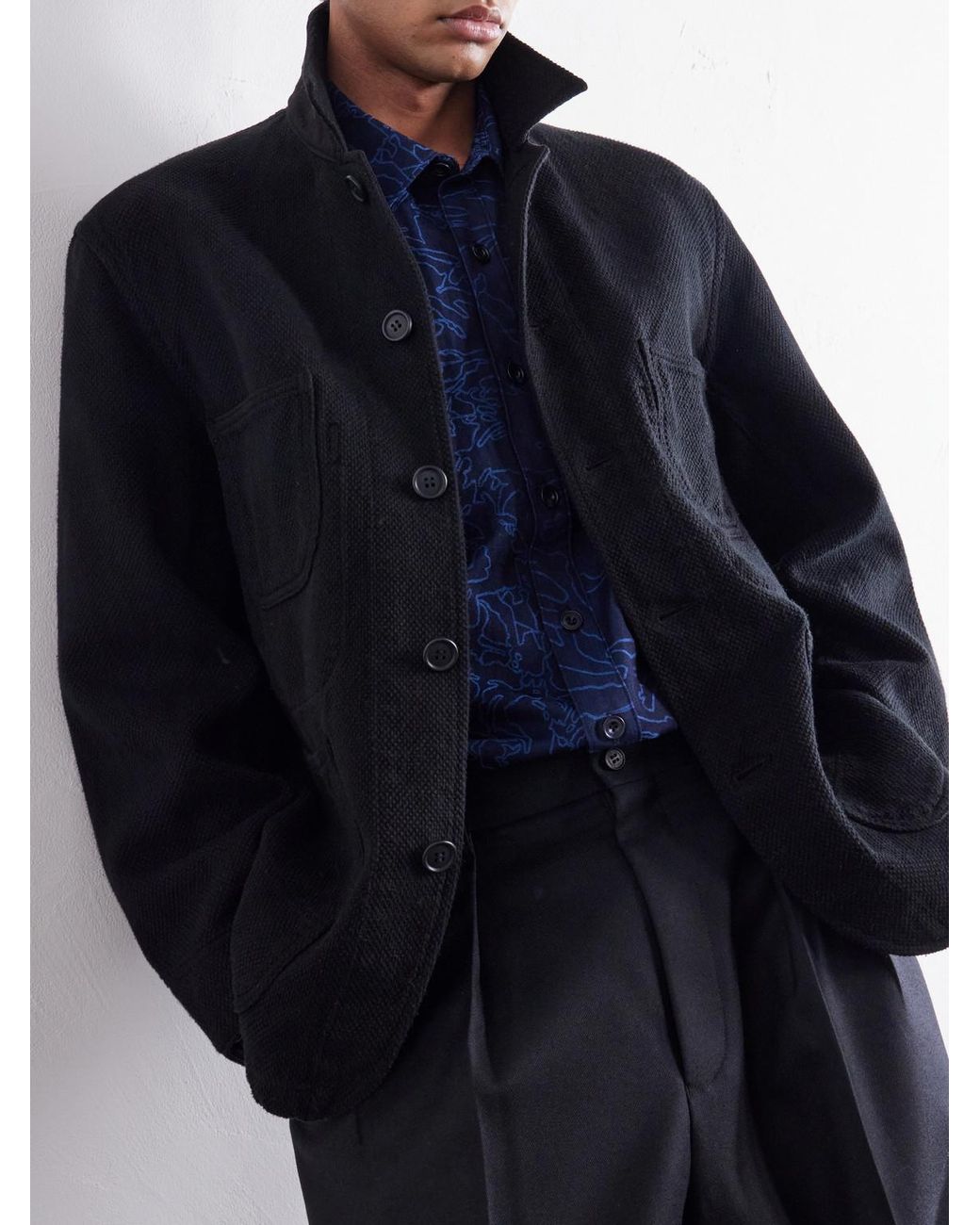 Blue Blue Japan Black Coverall Cotton-Sashiko Jacket for men