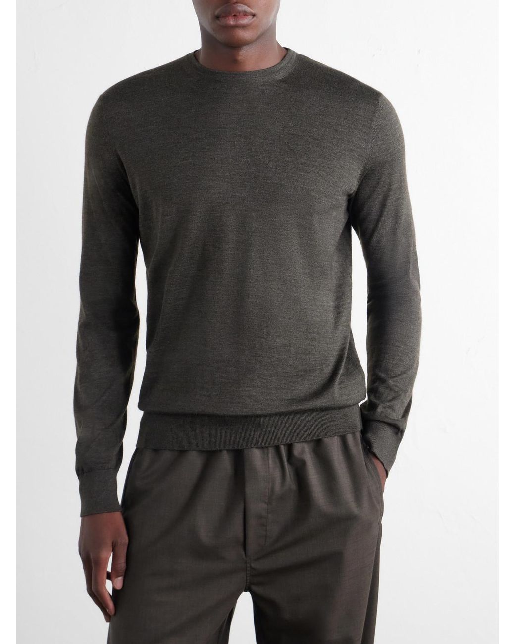 Zegna Green Cashmere And Silk-Blend Sweater for men