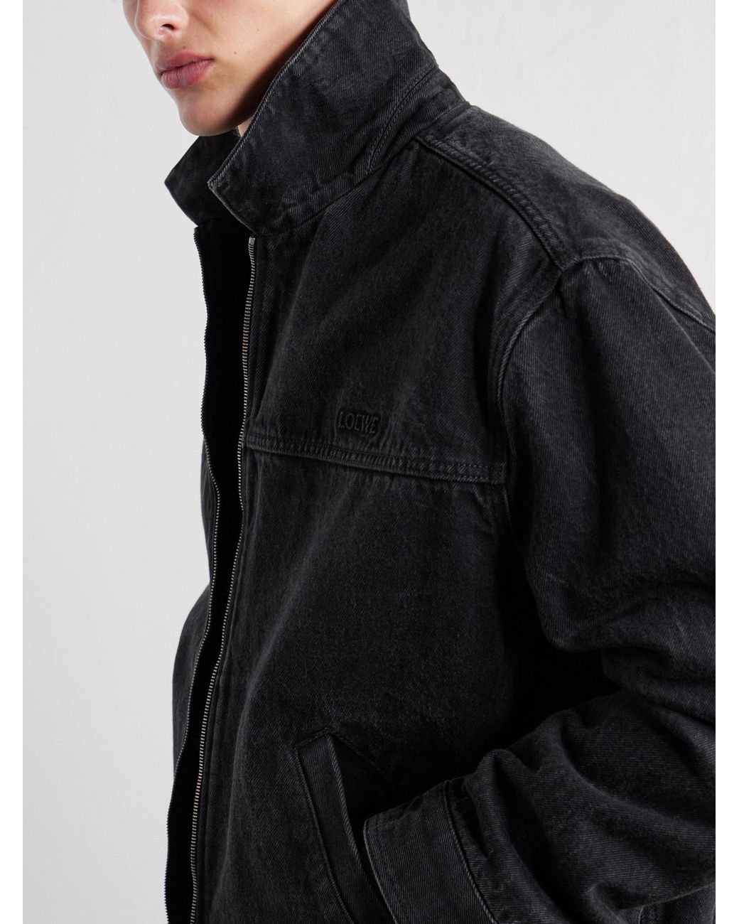 Loewe Black Logo-Embossed Paneled Denim Jacket for men