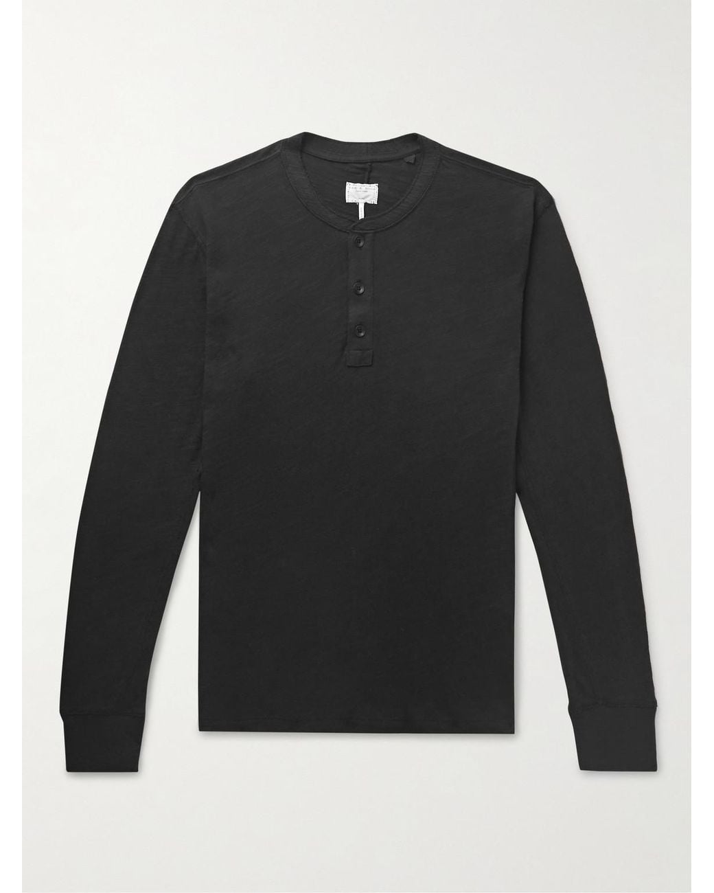Rag & Bone Black Cotton-Jersey Henley T-Shirt for men