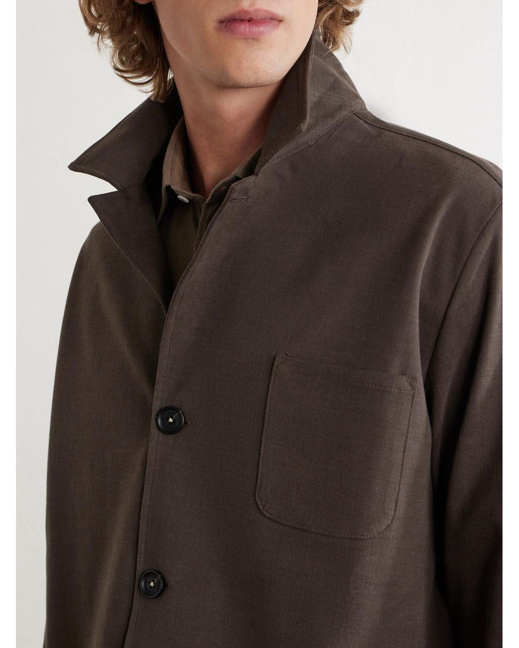 Massimo Alba Brown Florida Cotton-Blend Moleskin Overshirt for men