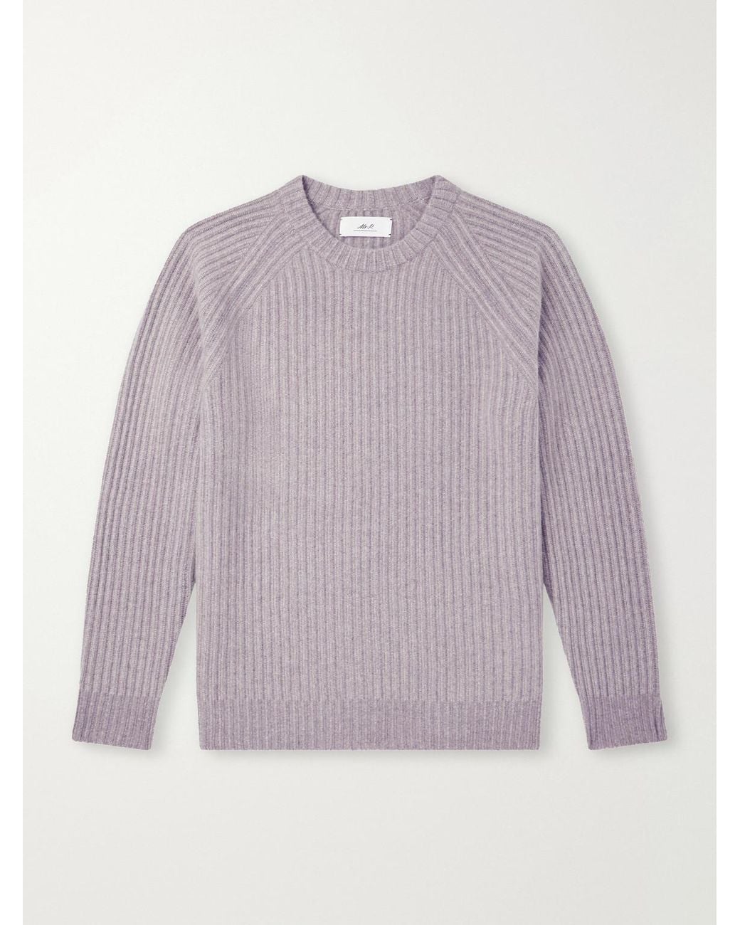 Mr P. Purple Ribbed Cashmere Sweater for men