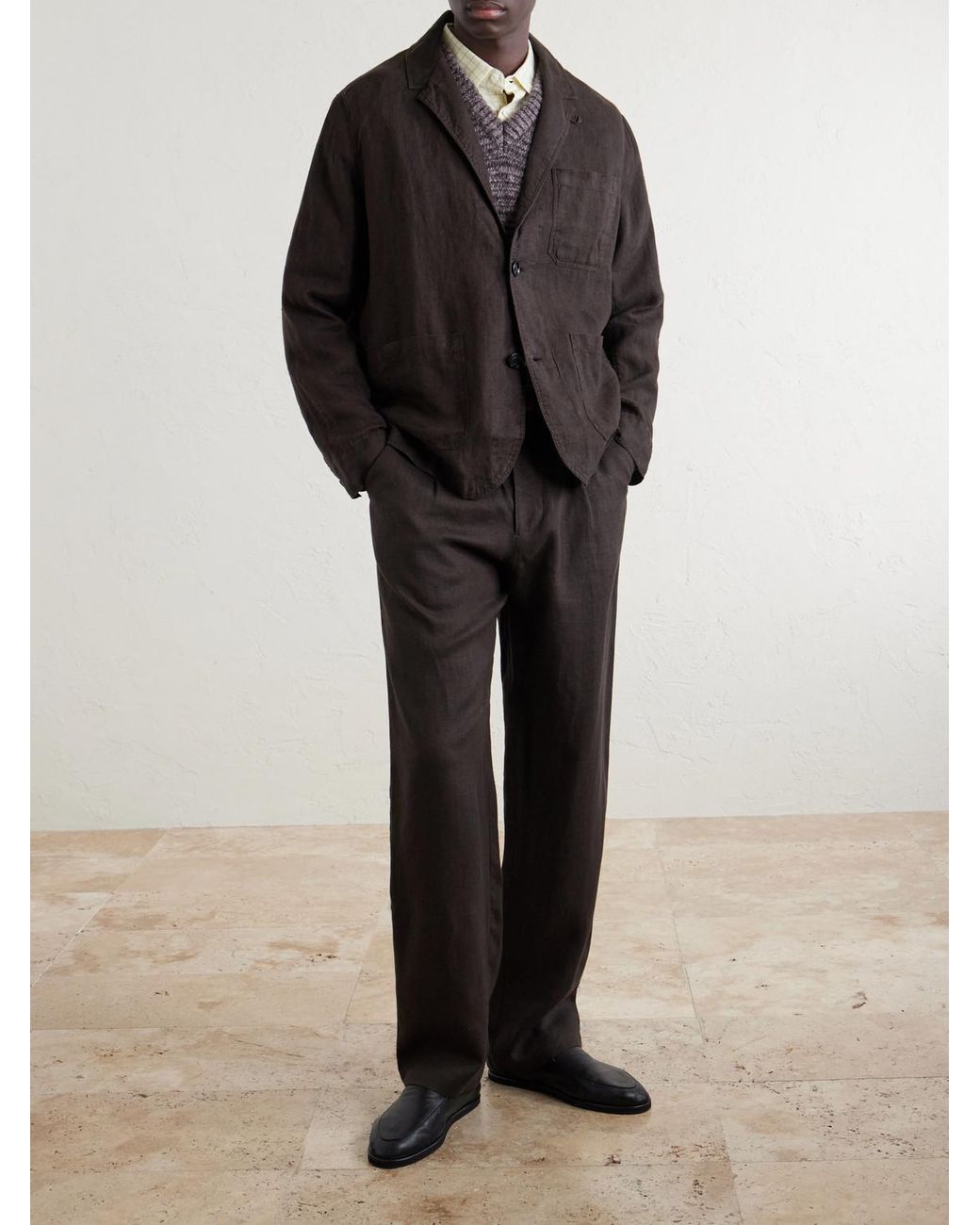 Oliver Spencer Black Camberwell Linen Suit Jacket for men