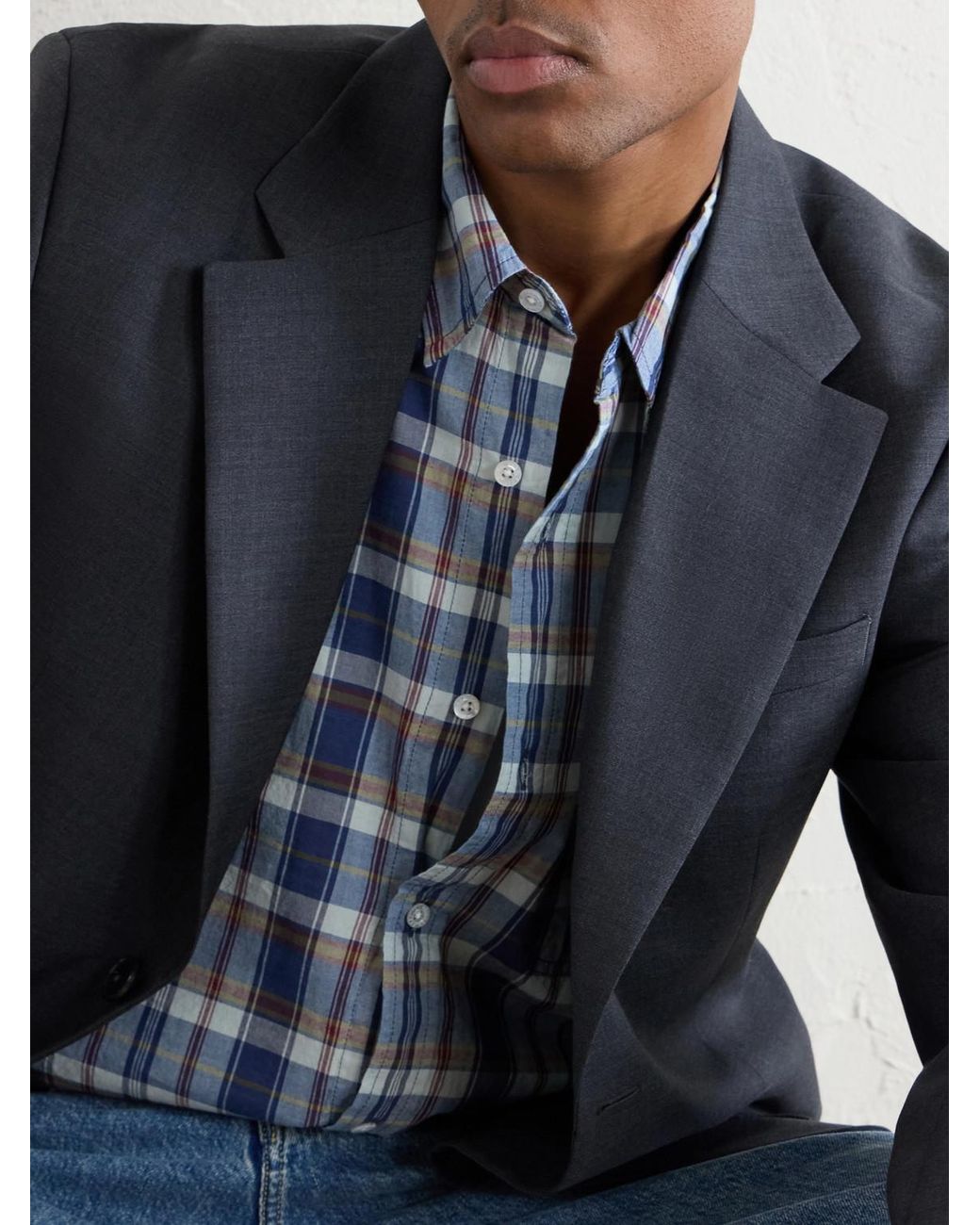 Aimé Leon Dore Blue Checked Cotton Shirt for men