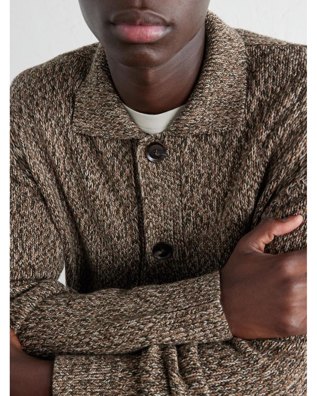 Brioni Brown Wool-Mouliné Cardigan for men