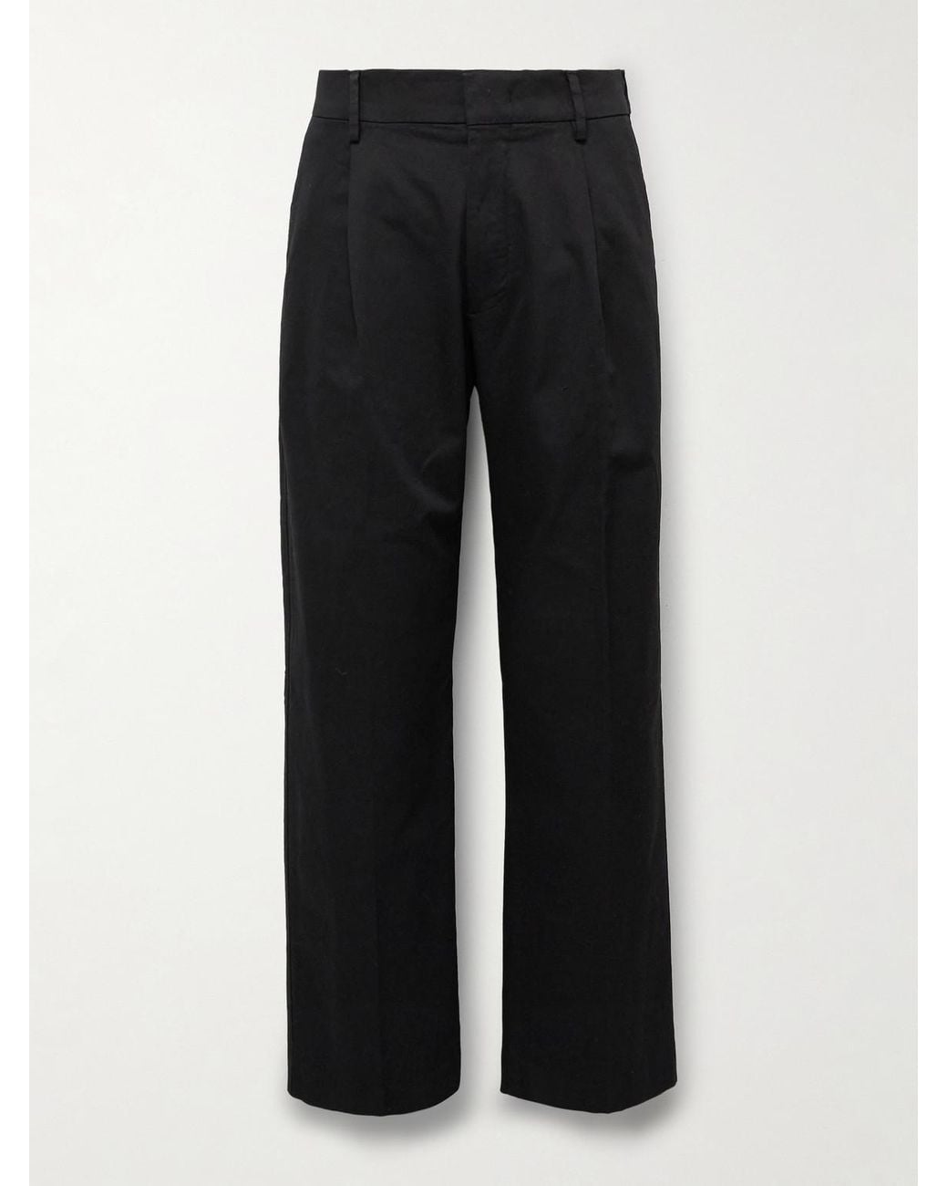 NN07 Black Kay 1420 Wide-Leg Pleated Organic Cotton-Blend Twill Trousers for men