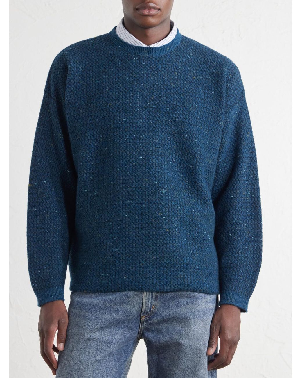 Inis Meáin Blue Tonnta Merino Wool And Cashmere-Blend Sweater for men