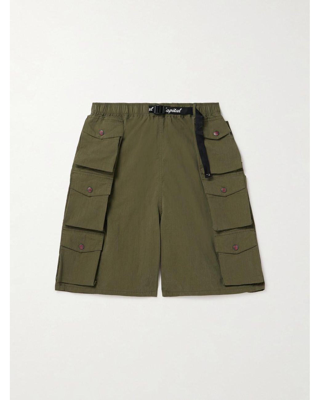 Kapital Green Cotton And Nylon-Blend Ripstop Drawstring Cargo Shorts for men