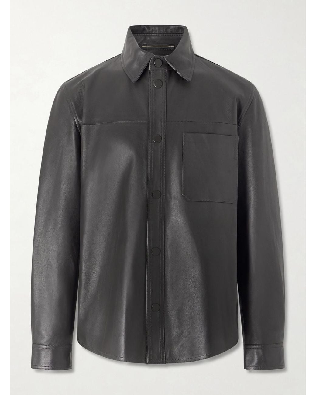 Slowear Gray Leather Overshirt for men