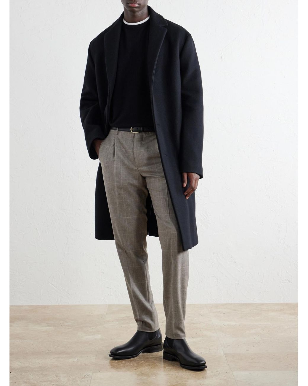 Slowear Gray Incotex Tapered Prince Of Wales Checked Wool And Cashmere-Blend Trousers for men