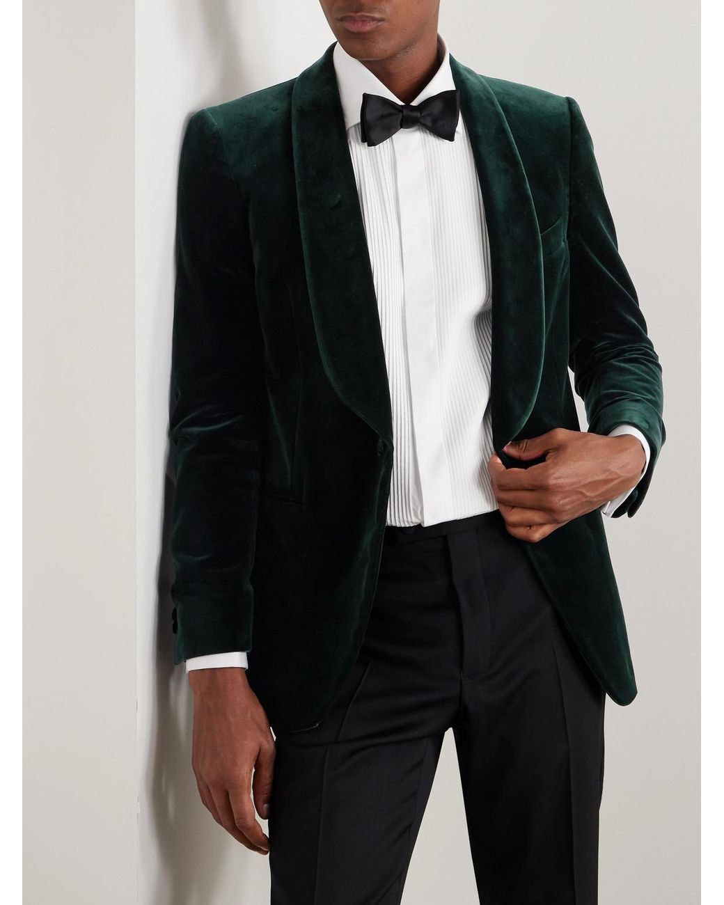 Mr P. Green Cotton-Blend Velvet Tuxedo Jacket for men