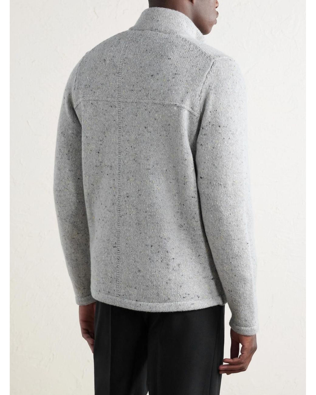 Inis Meáin White Lifeline Merino Wool And Cashmere-Blend Zip-Up Sweater for men