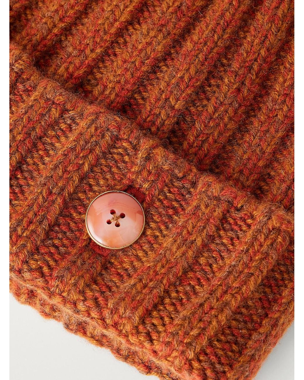 God's True Cashmere Brown Carnelian-Embellished Ribbed Cashmere Beanie for men