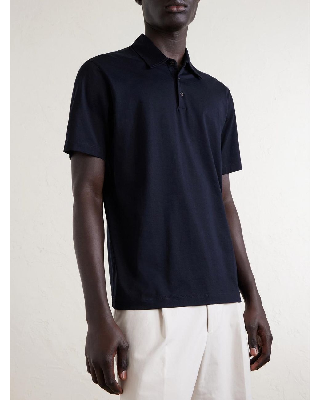 Slowear Blue Cotton And Silk-Blend Jersey Polo Shirt for men
