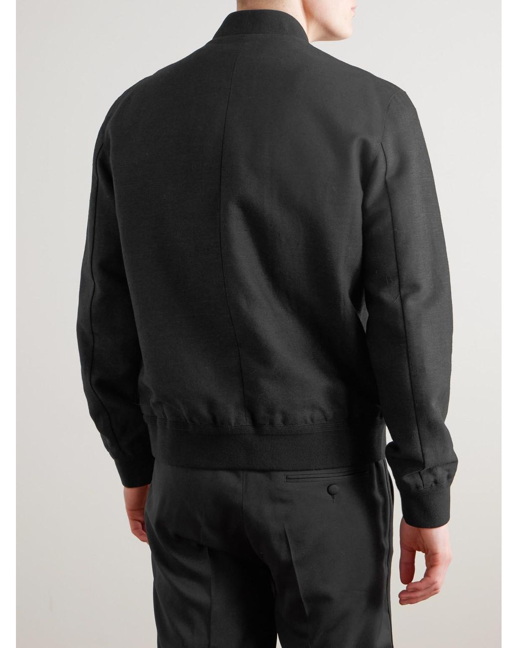 Mr P. Black Linen And Cotton-Blend Bomber Jacket for men