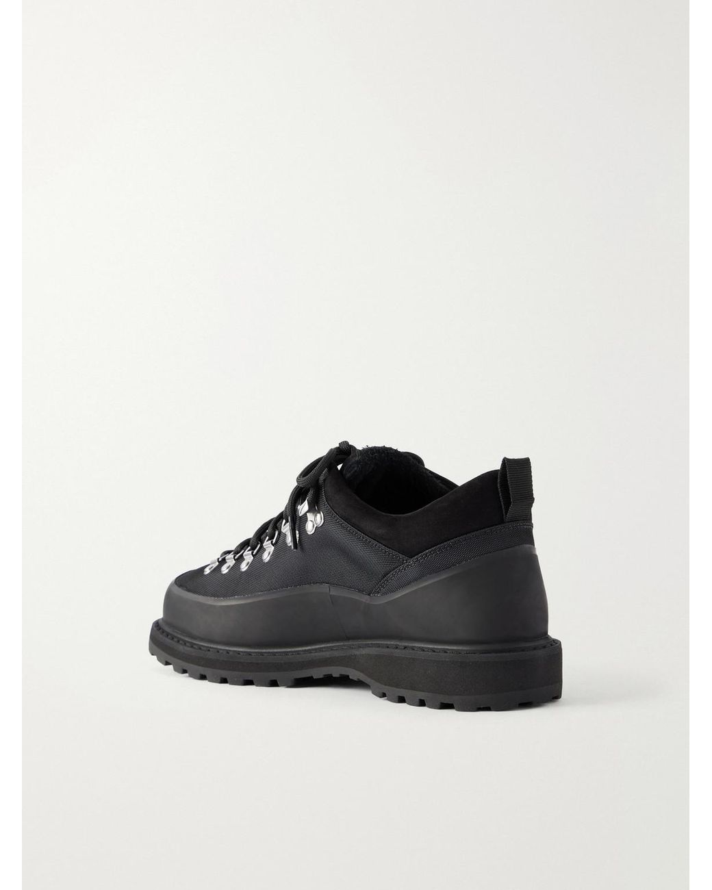 Diemme Black Roccia Basso Rubber And Suede-Trimmed Mesh Hiking Boots for men