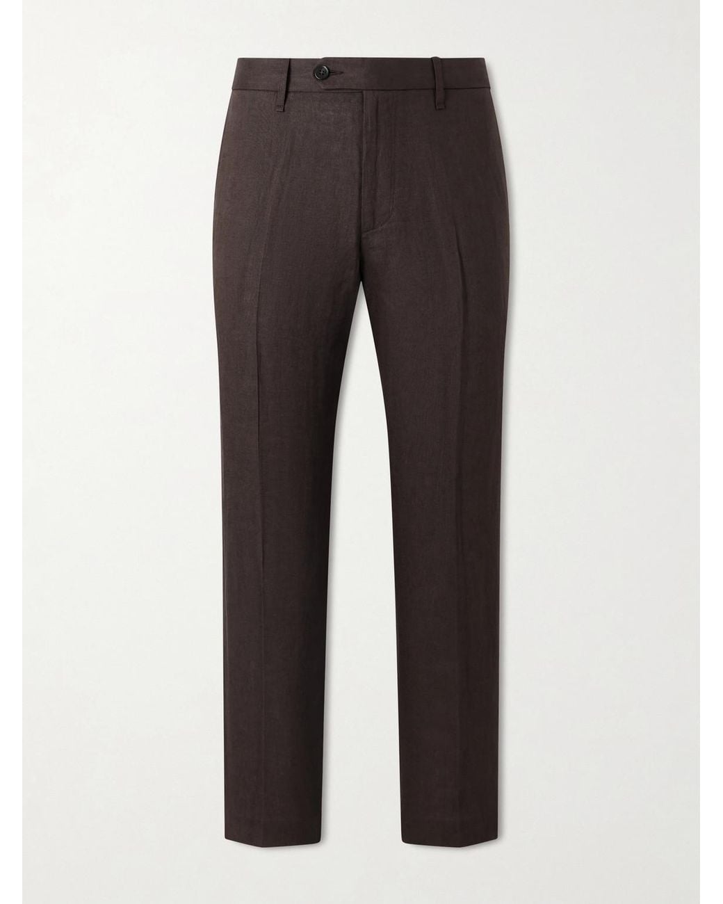 Rag & Bone Gray Evan Straight-Leg Pleated Linen Trousers for men