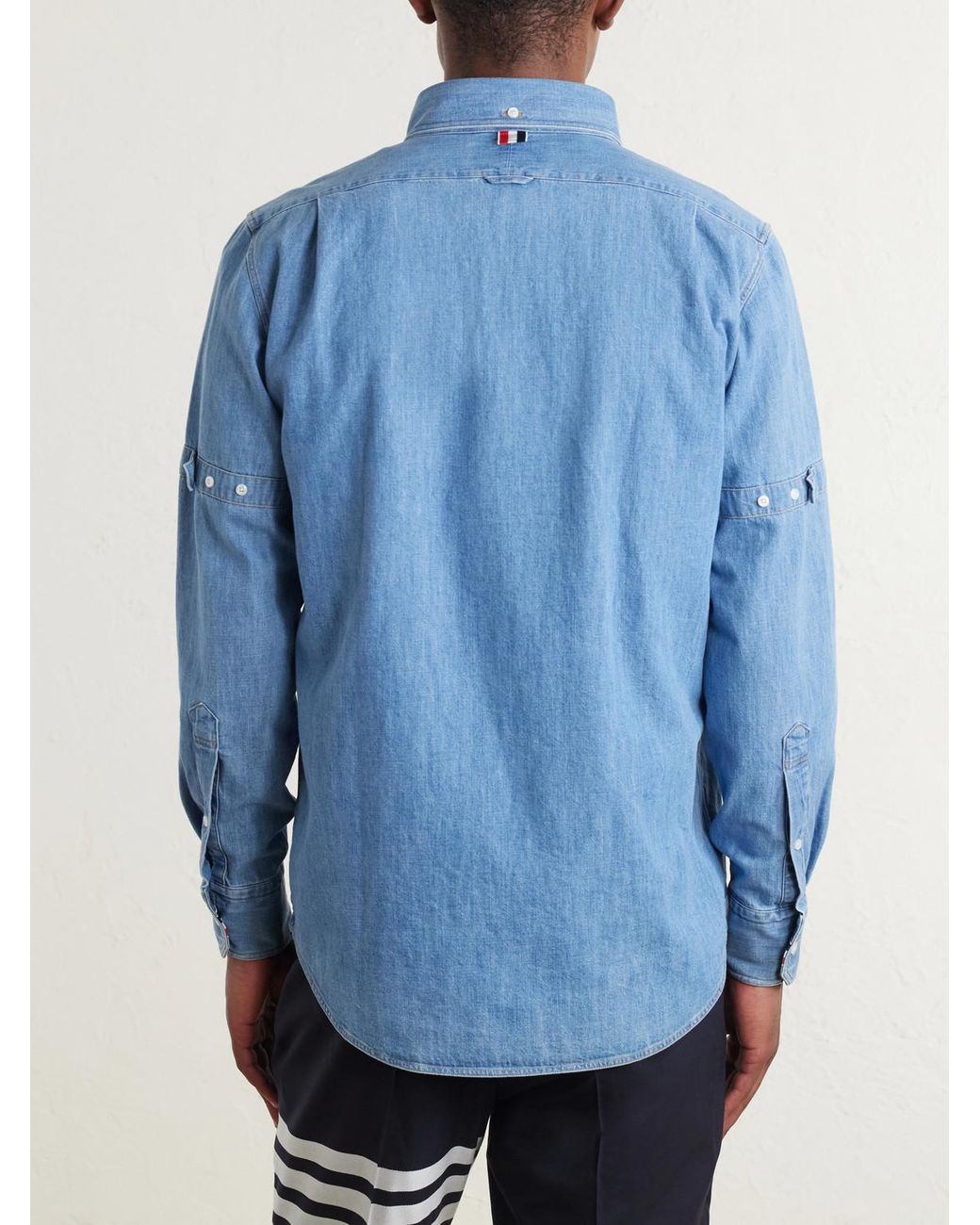 Thom Browne Blue Denim-Effect Cotton Shirt for men