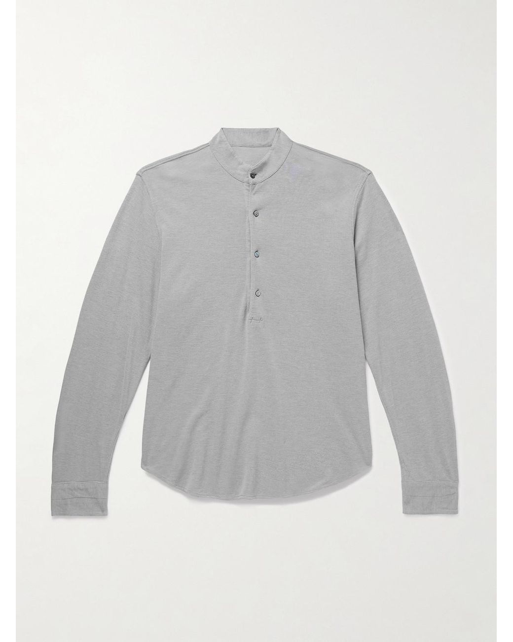 STÒFFA Gray Cotton And Silk-blend Piqué Henley Shirt for men