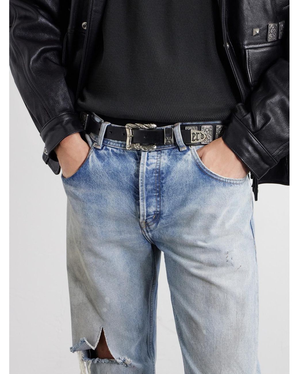 Enfants Riches Deprimes Black St.teresa 6cm Studded Leather Belt for men